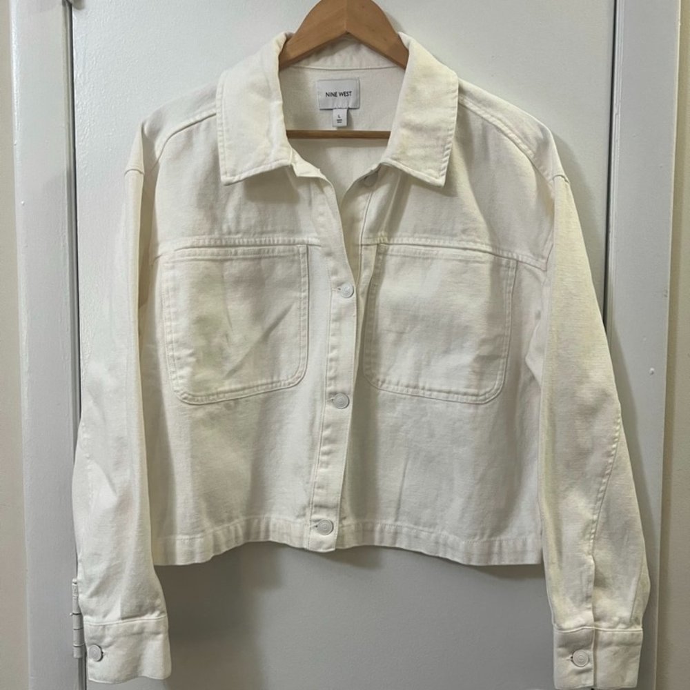 Nine West white canvas jacket — Size Large — White — NWT